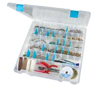 ArtBin 6865AT Super Satchel Slim 8 Compartment Crafting & Jewelry Organizer with Anti-Tarnish Technology [1] Plastic Storage Case Clear
