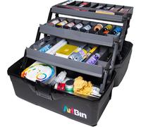 ArtBin 6893AG Portable Art & Craft Organizer with Lift-Up Trays [1] Plastic Storage Case Gray/Black, Multicoloured, Three