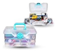 ArtBin Clear Plastic Organizer Small Parts Organizer - for DIY Arts & Crafts Storage Boxes & Organizers, Sewing Storage - Storage Box with Compartments, Project Box - Medium (4 Pivot Trays) 6943PB