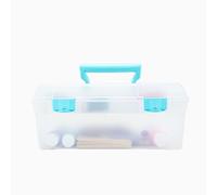 ArtBin Essentials Lift Box, Portable Art & Craft Organizer with Handle and Tray, Clear, Aqua Mist Latches