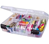 ArtBin Quick View Deep Base Full Depth Divided Interior Carrying Case, Translucent Clear
