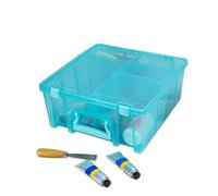 ArtBin Super Satchel Double Deep, Portable Art & Craft Organizer with Handle, [1] Plastic Storage Case, Aqua Mist, Polypropylene