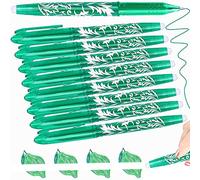 Artbiu 8 Erasable Pens Green Pens, Rub Out Green Ink Eraser Pen, Erasable Gel Pen with Rubbers on the End, 0.5mm Rubber Biro for office Supplies Writing