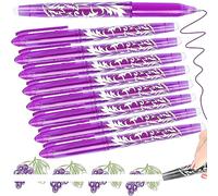 Artbiu 8 Erasable Pens Purple Pen, Rub Out Pens Purple Ink Eraser Pen, Erasable Gel Biro with Rubbers on the End for Writing