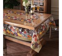 Artbloss Clear Table Cover Protector Vinyl PVC Rectangle Table Cloth Oil Spill Proof Plastic Tablecloths for Dining Tables Parties Holidays (Floral Fruit, 60 x 120 Inches)