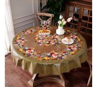 Artbloss Clear Table Cover Protector Vinyl PVC Round Table Cloth with Floral Fruit Pattern Oil Spill Proof Plastic Tablecloths for Dining Tables Parties Holidays (Floral Fruit, 60 Inches Round)