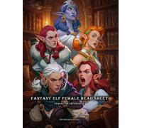 Artbook - Fantasy Elf Female Head Sheet - Character References Vol.02: 250+ Graceful Elven Portraits with Elegant Faces, Hairstyles, and Emotional Expressions