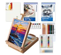 Artbreezing Mixed Media Art Set,55 Pack Painting Supplies Kit with Tabletop Sketch Box Easel and Various Accessories,Complete Painting Set for Students Artists Beginners