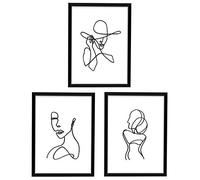 ArtbyHannah 11x14 Inch Black Framed Minimalist Wall Art Prints Decor with Abstract Woman's Body Shape Line Posters for Gallery Wall or Bedroom Decoration, 3Pack