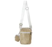 ArtCentury Small Straw Crossbody Bags for Women 2025, 2 Pack Woven Straw Purses Summer Beach Shoulder Bag, White Strap