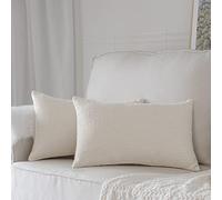 Artcest Set of 2 Decorative Boucle Like Lumbar Throw Pillow Covers, Glamorous Comfy Accent Textured Cushion Cases for Couch Bed and Living Room Decoration, 12"x20" (Ivory)