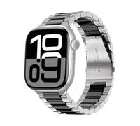 ARTCHE Metal Strap for Apple Watch Straps 42mm 41mm 40mm 38mm, Replacement Strap Compatible with iWatch Series 10/9/8/7/6/5/4/3/2/1/SE/SE2, Stainless Steel Link Band Belt for iWatch, Silver & Black
