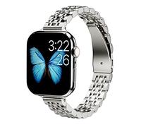 ARTCHE Slim Watch Strap for Apple Watch 42mm 41mm 40mm, Female Thin Stainless Steel Adjustable Replacement Strap Chain, Compatible with iwatch Straps Series 11/10/9/8/7/6/5/4 SE3/SE2/SE, Silver