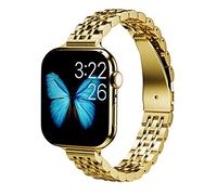 ARTCHE Slim Watch Strap for Apple Watch Strap 42mm 41mm 40mm, Women Thin Stainless Steel Adjustable Straps Jewellery Link, Compatible with iwatch Straps Series 11/10/9/8/7/6/5/4/3 SE3/SE2/SE, Gold