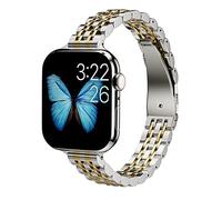 ARTCHE Slim Watch Strap for Apple Watch Straps 42mm 41mm 40mm, Female Thin Stainless Steel Adjustable Jewellery Chain, Compatible with iwatch Straps Series 11/10/9/8/7/6/5/4 SE3/SE2/SE, Silver & Gold