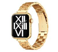 ARTCHE Thin Watch Strap for Apple Watch Strap 46mm 49mm 45mm 44mm 42mm, Compatible with iwatch Straps Series 10/Ultra 2/Ultra/9/8/7/6/SE/5/4/3/2/1, Lady Slim Metal Band Belt Bracelet for Women, Gold