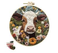 artcici Embroidery Kits Animals and Plants on The Grassland Patterns for Intermediate Adults, Full Range Next-Level Cross Stitch Needlework Supplies (Cattle)