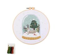artcici Embroidery Kits Christmas Tree Animal Elk Patterns for Beginners Adults, Full Range Embroidery Starter Kits Cross Stitch Needlework Supplies (Green)