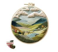 artcici Embroidery Kits Clouds Mountains Pastoral Patterns for Intermediate Adults, Full Range Next-Level Cross Stitch Needlework Supplies (Green)