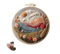 artcici Embroidery Kits Colorful Mountain Blossom Cloud Patterns for Intermediate Adults, Full Range Next-Level Cross Stitch Needlework Supplies (Sunny)