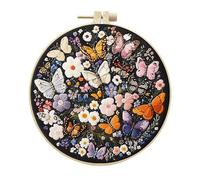 artcici Embroidery Kits Colorful Nature Themed Series Patterns for Intermediate Adults, Full Range Next-Level Cross Stitch Needlework Supplies (Butterflies and Flowers)