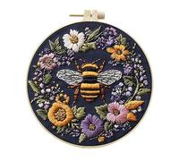 artcici Embroidery Kits Colorful Nature Themed Series Patterns for Intermediate Adults, Full Range Next-Level Cross Stitch Needlework Supplies (Bee and Flowers)