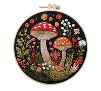 artcici Embroidery Kits Colorful Nature Themed Series Patterns for Intermediate Adults, Full Range Next-Level Cross Stitch Needlework Supplies (Mushrooms and Flowers)