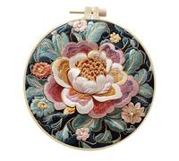 artcici Embroidery Kits Colorful Peony Patterns for Intermediate Adults, Full Range Next-Level Cross Stitch Needlework Supplies (Pink)