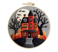 artcici Embroidery Kits Halloween Haunted House Patterns for Intermediate Adults, Full Range Next-Level Cross Stitch Needlework Supplies (Sienna)
