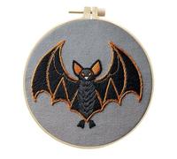 artcici Embroidery Kits Halloween Orange Bat Patterns for Intermediate Adults, Full Range Next-Level Cross Stitch Needlework Supplies (Black)