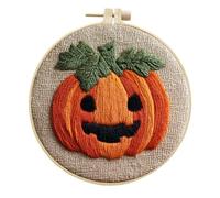 artcici Embroidery Kits Halloween Pumpkin Patterns for Intermediate Adults, Full Range Next-Level Cross Stitch Needlework Supplies (Orange)