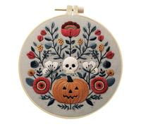 artcici Embroidery Kits Halloween Skull Pumpkin Flower Patterns for Intermediate Adults, Full Range Next-Level Cross Stitch Needlework Supplies (Mixed)