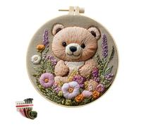 artcici Embroidery Kits Interesting Animals Patterns for Intermediate Adults, Full Range Next-Level Cross Stitch Needlework Supplies (Bear cub)