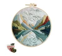 artcici Embroidery Kits Mirror Landscape Lake Colorful Mountain Patterns for Beginners Adults, Full Range Embroidery Starter Kits Cross Stitch Needlework Supplies (Azure)