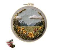 artcici Embroidery Kits Mountain Flower Cloud Patterns for Intermediate Adults, Full Range Next-Level Cross Stitch Needlework Supplies (Olive)
