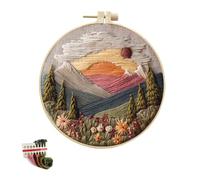 artcici Embroidery Kits Mountain Sunset Flower Patterns for Intermediate Adults, Full Range Next-Level Cross Stitch Needlework Supplies (Sunset)