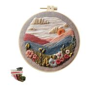 artcici Embroidery Kits Pink Purple Mountain Cloud Wildflower Patterns for Intermediate Adults, Full Range Next-Level Cross Stitch Needlework Supplies (Lavender)