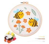 artcici Punch Needle Kit for Beginners with Animal Bee Flower Pattern Tool and Yarn, Easy Embroidery Rug Hooking Set (Orange)