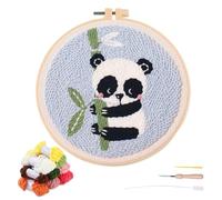 artcici Punch Needle Kit for Beginners with Animal Bee Flower Pattern Tool and Yarn, Easy Embroidery Rug Hooking Set (Grey)