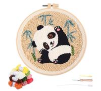 artcici Punch Needle Kit for Beginners with Animal Panda Cute Plant Pattern Tool and Yarn, Easy Embroidery Rug Hooking Set (Brown)