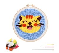 artcici Punch Needle Kit for Beginners with Cute Pet Animals Pattern Tool and Yarn, Easy Embroidery Rug Hooking Set (Kitten)