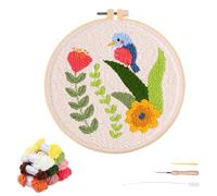 artcici Punch Needle Kit for Beginners with Little Bird Wild Flower Pattern Tool and Yarn, Easy Embroidery Rug Hooking Set (Bird)