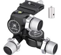 ARTCISE 3-Way Geared Tripod Head, Precision Geared Head with Millimeter Micro-Adjustment, 3 Axis Pan Tilt Head for Macro & Product Photography, 13.2lbs/6kg Load Capacity, CNC Aluminum Alloy