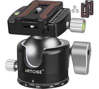 ARTCISE 50mm Low Center Gravity Ball Head, Heavy Duty CNC Aluminum Tripod Head with Arca-Swiss Quick Release Plate, High Load Capacity, Smooth Control, Bubble Level Extra Plates Included