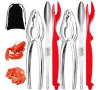 Artcom 7 Piece Seafood Tools Set - 2 Crab Crackers, 2 Lobster Shellers, 2 Wide Crab Forks, 1 Storage Bag