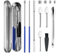 Artcome 12 PCS Versatile Capsule Filling Tool Kit for Pill Filler - Lab Scoops, Dual-Ended Long Spoon, and Herb Tamper - Ideal Tools for Medication and Supplements - All Sizes 000 00 0 1 2 3 4 5