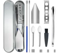 Artcome 12 PCS Versatile Capsule Filling Tool Kit for Pill Filler - Lab Scoops, Powder Pan, Herb Tamper and Capsule Holder - Ideal Tools for Medication and Supplements - Capsule Sizes 000 00 0 1 2 3