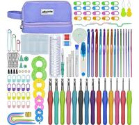 Artcome 124 pcs Crochet Kit for Adults and Kids, 14 Sizes Ergonomic Crochet Hooks with a Comfortable Grip for Beginners and Experienced Crocheters, Ideal for Creating Beautiful Projects