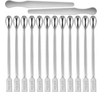 Artcome 2-Piece 7-Inch Spatula and 12-Piece 304 Stainless Steel 7.87-Inch Long Handle Dual-Ended Spoon Set - Ideal for Stirring, Scooping, Scraping, and Sampling in Kitchens, Laboratories, and More