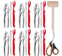 Artcome 21 Pcs Seafood Tools Set Nut Cracker Set Includes 6 Crab Crackers, 6 Forks, 6 Lobster Shellers, 1 Lobster Crab Mallets, 1 Seafood Scissors and Storage Bag